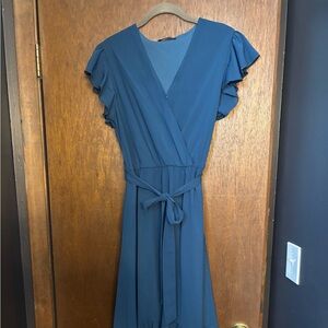 Elegant Blue Women's Wrap Maxi Dress